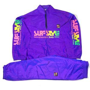 VTG Surf Style Windbreaker Jacket Pants Suit 90s